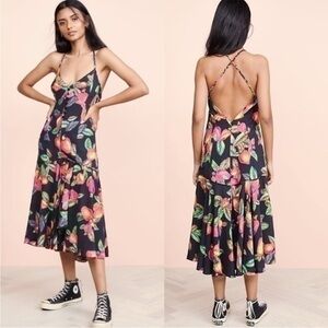 Farm Rio Dress Cashew Button Front Cami Dress Medium